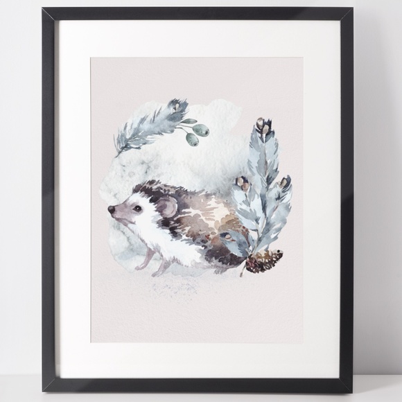 Watercolor Hedgehog Wall Art Print Poster Unframed - Picture 3 of 17